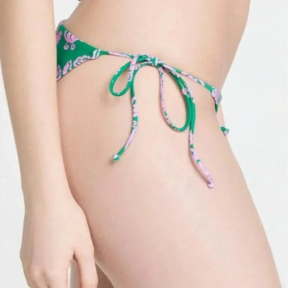 NEW Xirena Xwim Sims Bikini Swim Bottom Size Large Caprisyn Green Pink Floral - Picture 5 of 15